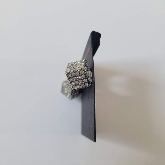 G By Gennaro Geometric Rhinestone Cube Barbell Earrings NWT - Picture 5 of 6